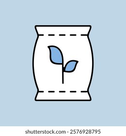 Fertilizer bag isolated vector icon. Graph symbol for agriculture, garden and plants web site and apps design, logo, app, UI