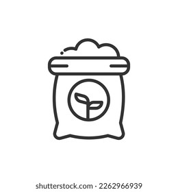 Fertilizer Bag Outline Icon Vector Illustration -  Spring Season Icon Concept.