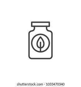 Fertilizer bottle outline icon. linear style sign for mobile concept and web design. Jar with leaf simple line vector icon. Symbol, logo illustration. Pixel perfect vector graphics
