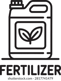 Fertilizer container with leaf illustration isolated on transparent background