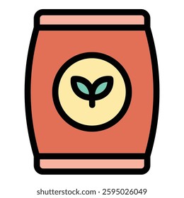 Fertilizer icon in flat line style representing plant nutrition soil enrichment and agricultural growth ideal for farming gardening and sustainability concepts.