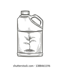 Fertilizer Icon Product Garden Center And Gardening, Sketch Style. Vector Illustration.