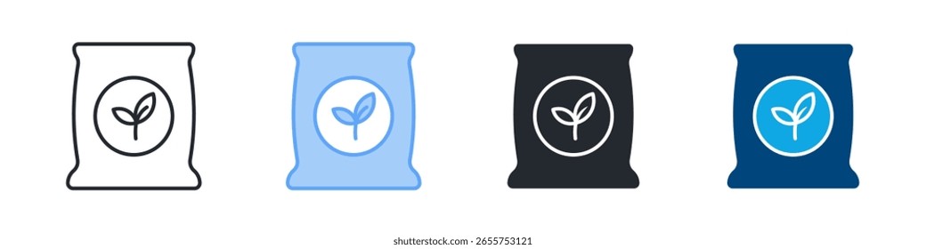 Ícone De Fertilizante Definir Vários Estilos. Projetado Em Contorno, Azul, Glifo, Tom Duplo