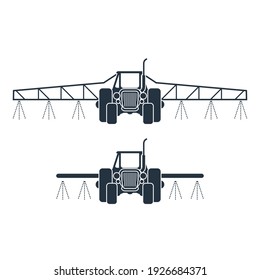 Fertilizer icon - tractor spraying pesticides, agriculture irrigation vehicle