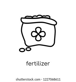 fertilizer icon. Trendy modern flat linear vector fertilizer icon on white background from thin line Agriculture, Farming and Gardening collection, outline vector illustration