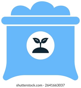 Fertilizer icon vector representing plant nutrients for agricultural growth. Perfect for illustrating crop enhancement, soil enrichment, and sustainable farming practices.
