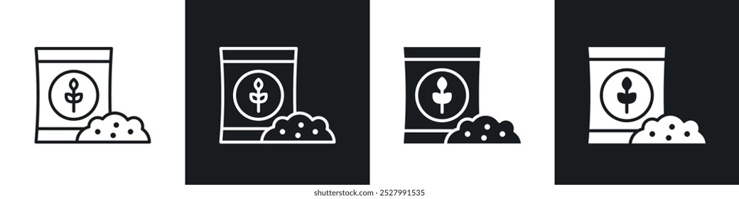 Ícone de fertilizante ícone de vetor definir estilo preto preenchido e contornado.