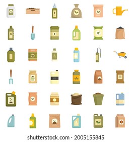 Fertilizer icons set. Flat set of fertilizer vector icons isolated on white background