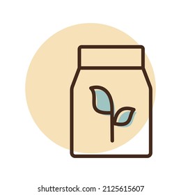 Fertilizer pack vector icon. Seed package sign. Graph symbol for agriculture, garden and plants web site and apps design, logo, app, UI