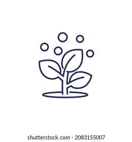 fertilizer and plant, fertilization line icon