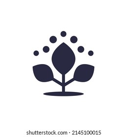 fertilizer and plant icon on white