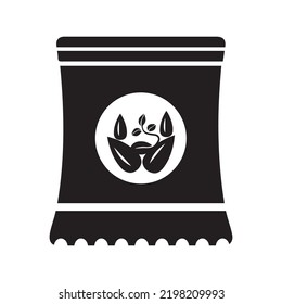 Fertilizer Plant Seeds Packet Icon | Black Vector Illustration |