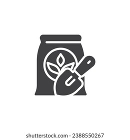 Fertilizer sack and trowel vector icon. filled flat sign for mobile concept and web design. Fertilizer bag glyph icon. Symbol, logo illustration. Vector graphics