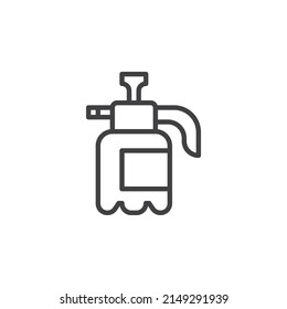 Icono de la línea del pulverizador del fertilizante. signo de estilo lineal para concepto móvil y diseño web. Icono vectorial de contorno del pulverizador de jardín. Símbolo, ilustración del logotipo. Gráficos vectoriales