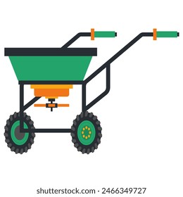 Fertilizer spreader for lawns vector cartoon illustration isolated on a white background.