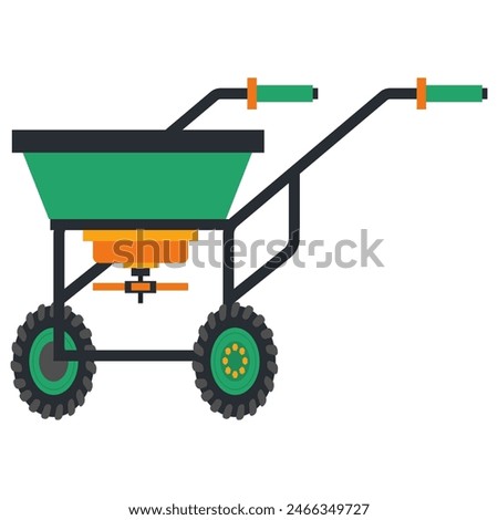 Fertilizer spreader for lawns vector cartoon illustration isolated on a white background.