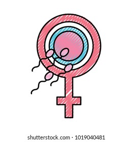 Fertilizing sperm with female symbol