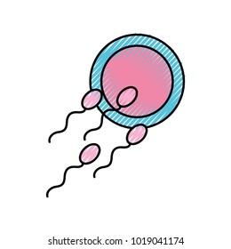 Fertilizing sperm with female symbol
