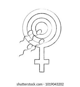 Fertilizing sperm with female symbol