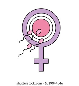 Fertilizing sperm with female symbol