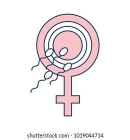 Fertilizing sperm with female symbol