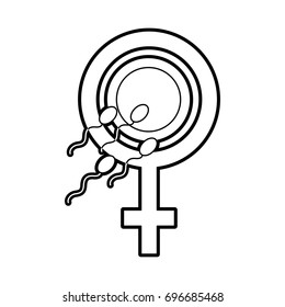 Fertilizing sperm with female symbol