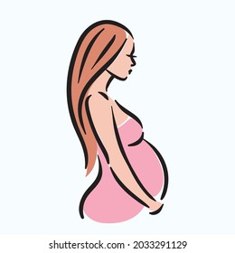 Fertillity pregnancy mother woman with belly illustration