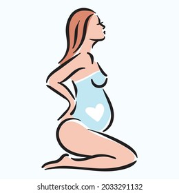 Fertillity pregnancy mother woman with belly illustration