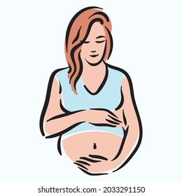 Fertillity pregnancy mother woman with belly illustration