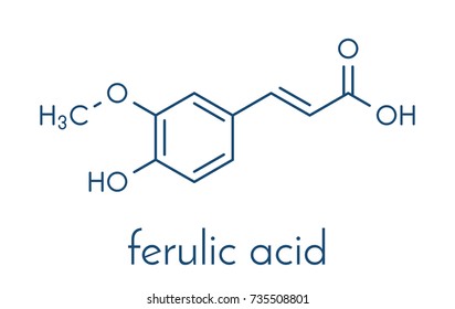 Ferulic acid herbal antioxidant molecule. Skeletal formula.