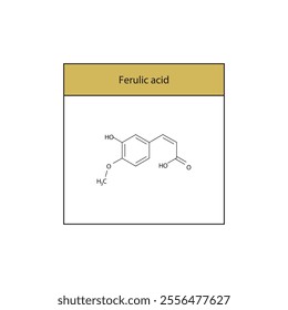 Ferulic acid skeletal structure diagram.hydroxycinnamic acid compound molecule scientific illustration.