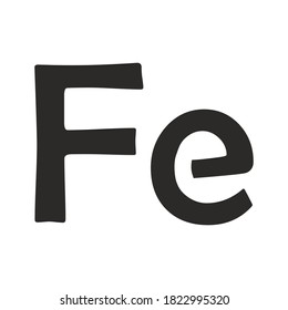 Ferum. Iron Symbol Illustration Icon On White Background. Vector Icon of the Periodic Table of Mendeleev - Fe