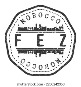 Fes, Morocco Stamp Skyline Postmark. Silhouette Postal Passport. City Round Vector Icon. Vintage Postage Design.