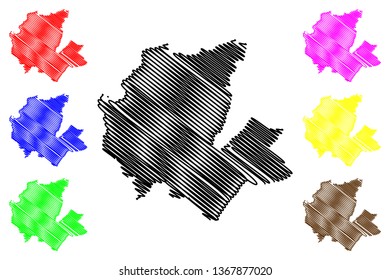 Fes-Meknes Region (Administrative divisions of Morocco, Kingdom of Morocco, Regions of Morocco) map vector illustration, scribble sketch Fas-Meknas map