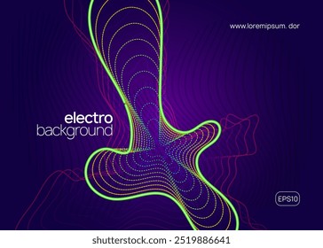 Fest Background. Green Party Event. Festival Cover. Sound Poster. Psychedelic Radio Invitation. Pink Discotheque Banner. Edm Electro Template. Blue Fest Background