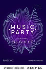 Fest Background. Pink Dj Design. Trance Vector. Edm Poster. Electronic Disco Illustration. Violet Party Event. Sound Festival Graphic. Green Fest Background