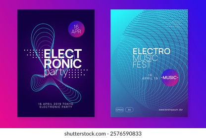 Fest Banner. Music Design. Green Night Club Flyer. Electronic Disco Invitation. Dance Concert Element. Festival Vector. Blue Sound Event. Pink Fest Banner