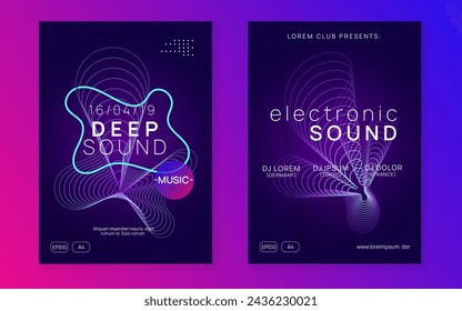 Fest Banner. Pink Sound Background. Blue Discotheque Event. Dj Festival Graphic. Music Design. Psychedelic Beat Illustration. Trance Vector. Violet Fest Banner
