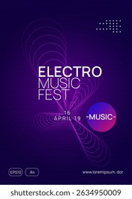 Fest Banner. Psychedelic Audio Invitation. Violet Discotheque Design. Electro Vector. Green Dance Background. Edm Set. Music Festival Graphic. Pink Fest Banner
