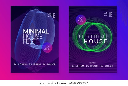 Fest Banner. Violet Techno Event. Electronic Audio Illustration. Green Party Poster. Trance Vector. Dance Background. Discotheque Concert Element. Blue Fest Banner