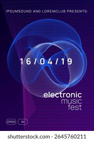 Fest Design. Blue Night Club Event. Green Edm Background. Nightclub Radio Illustration. Electro Cover. Dj Magazine. Discotheque Concert Graphic. Violet Fest Design