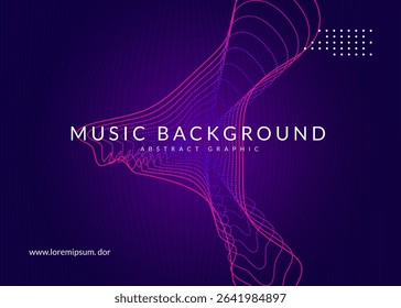 Fest Design. Dance Flyer. Soundwave Disco Illustration. Green Discotheque Banner. Night Club Electro Element. Concert Vector. Pink Techno Poster. Blue Fest Design