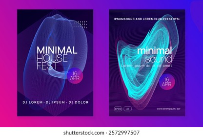 Fest Design. Electronic Audio Illustration. Violet Discotheque Magazine. Green Dj Background. Party Banner. Dance Concert Template. Electro Vector. Blue Fest Design