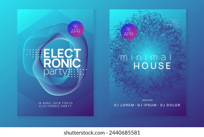 Fest Design. Electronic Audio Invitation. Pink Dj Poster. Party Set. Techno Trance Element. Violet Discotheque Event. Festival Cover. Green Fest Design