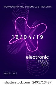 Fest Design. Pink Music Set. Night Club Background. Soundwave Beat Invitation. Edm Festival Template. Green Discotheque Poster. Concert Cover. Violet Fest Design