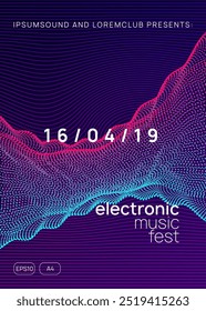 Fest Event. Blue Party Magazine. Techno Festival Graphic. Pink Sound Poster. Concert Cover. Music Banner. Nightclub Audio Invitation. Green Fest Event