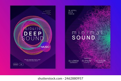 Fest Event. Electronic Radio Invitation. Edm Trance Graphic. Violet Night Club Banner. Festival Invite. Discotheque Magazine. Pink Techno Flyer. Blue Fest Event