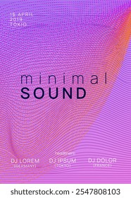 Fest Event. Panfleto de música rosa. Revista Green Sound. Modelo de concerto de festa. Banner Techno. Vetor de transição. Ilustração de áudio Soundwave. Evento Violet Fest