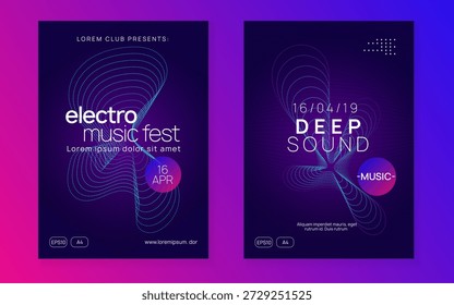 Panfleto de Fest. Cartaz de Dança. Modelo Eletro Discoteca. Banner de festa violeta. Convite para o Festival. Convite de discoteca da boate. Evento Tecno Rosa. Panfleto Blue Fest