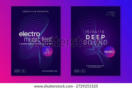 Fest Flyer. Dance Poster. Discotheque Electro Template. Violet Party Banner. Festival Invite. Nightclub Disco Invitation. Pink Techno Event. Blue Fest Flyer